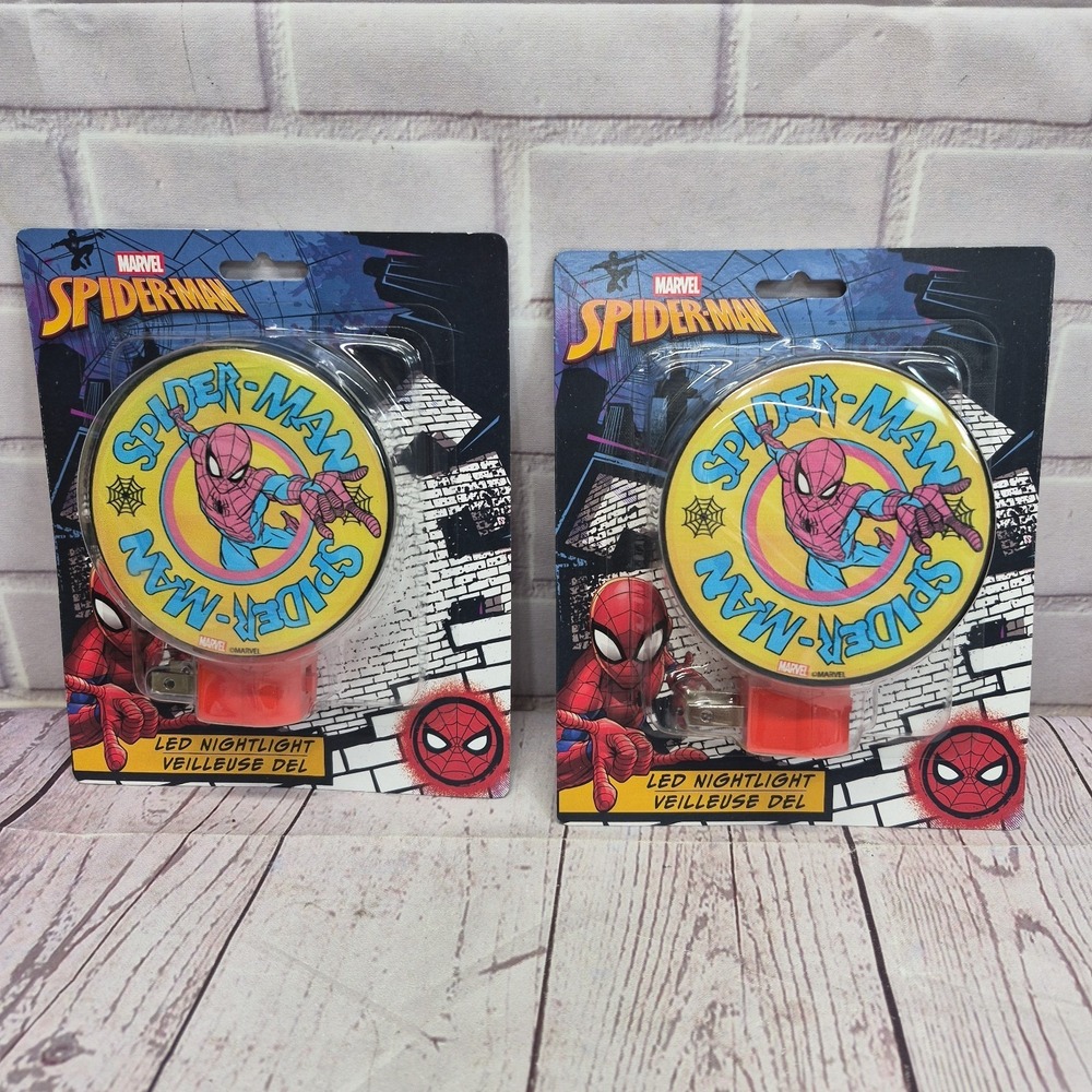 Lot‎ Of 2~ LED Wall Plug In MARVEL Spider-Man Comic Nightlight Night Light